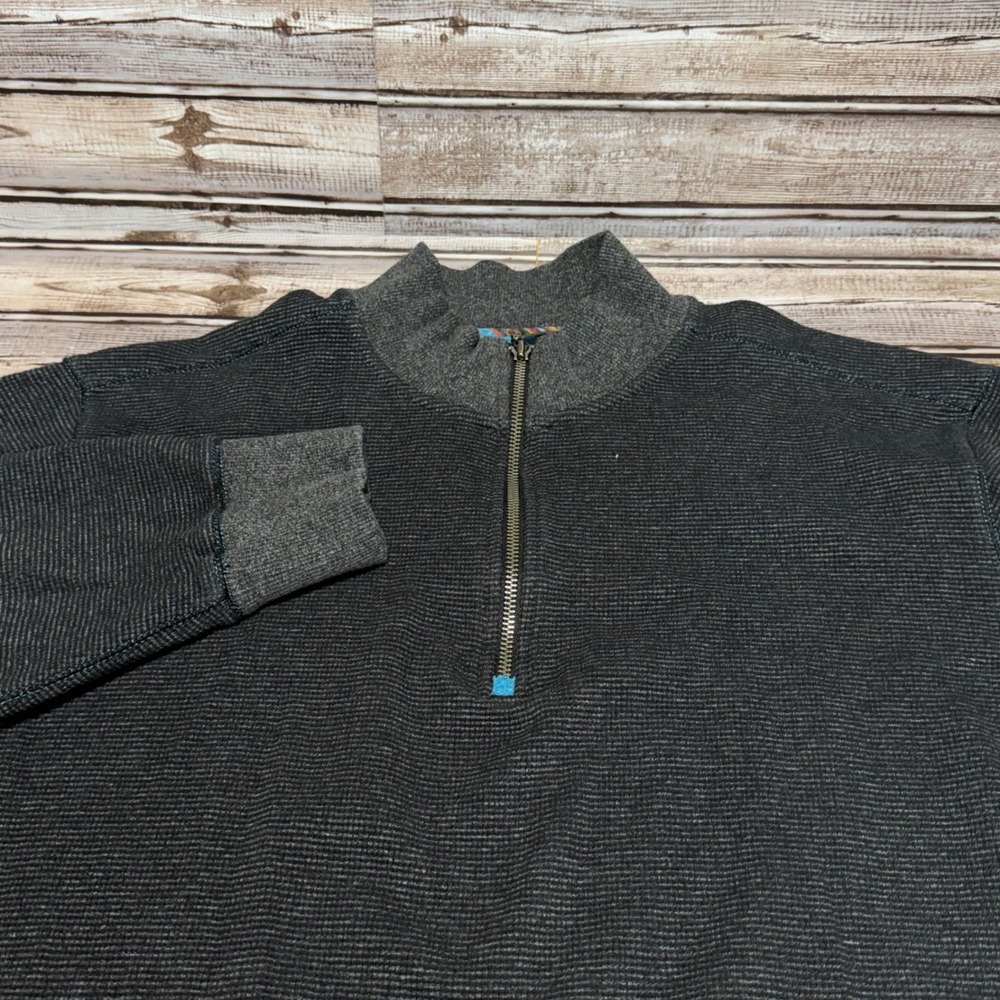 Robert Graham Pullover Mens L Gray Quarter Zip Waffle Knit‎